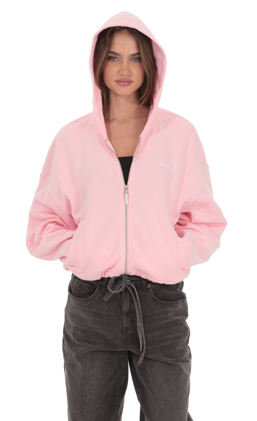 Изображение товара для Розовое худи на молнии из флиса