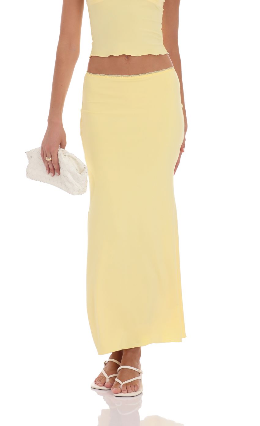 Picture Lace Trim Maxi Two Piece Set in Yellow. Source: https://media-img.lucyinthesky.com/data/product-media/850xAUTO/01168476-3ee1-4732-a96f-3ff5ed1aecfa.jpg