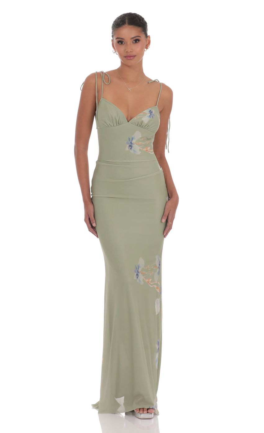 Picture Floral Back Ruffle Maxi Dress in Sage. Source: https://media-img.lucyinthesky.com/data/product-media/850xAUTO/01bf74d4-7a3c-40d1-9450-faa6e191d593.jpg