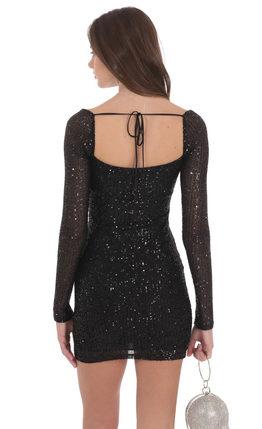 Product image for Sequin Long Sleeve Dress in Black