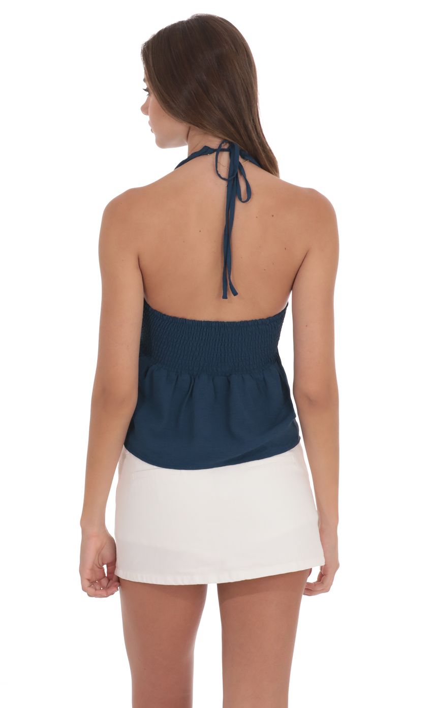 Product image for Scrunch Halter Top in Navy