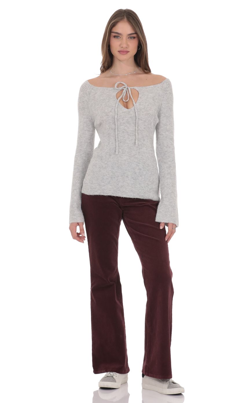 Product image for Knit Keyhole Jumper in Light Grey