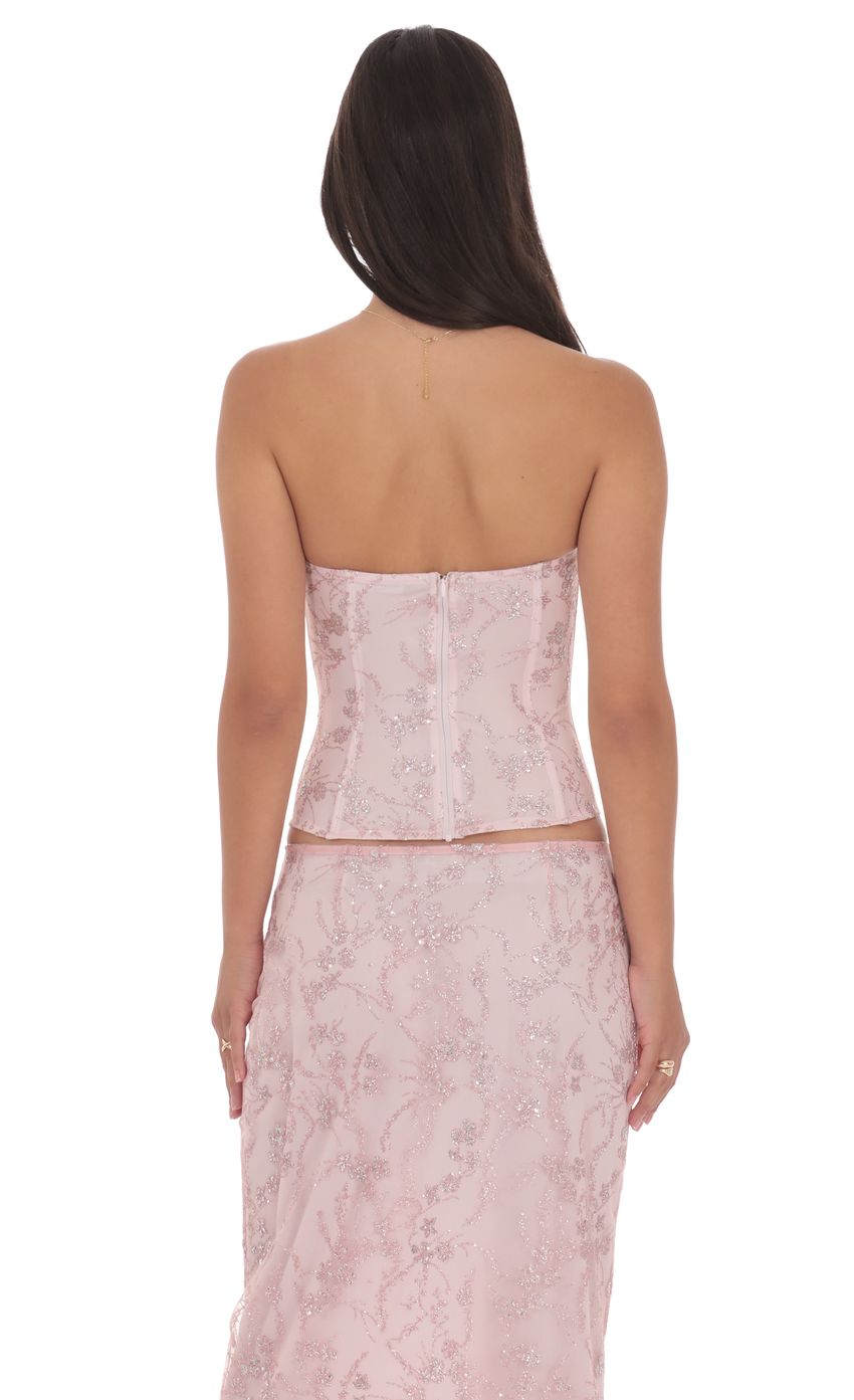 Product image for Glitter Floral Corset Top in Pink
