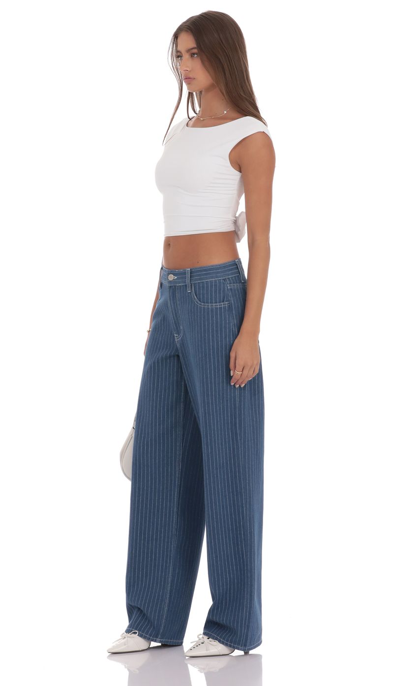 Product image for Pinstripe Low Rise Baggy Jeans in Blue