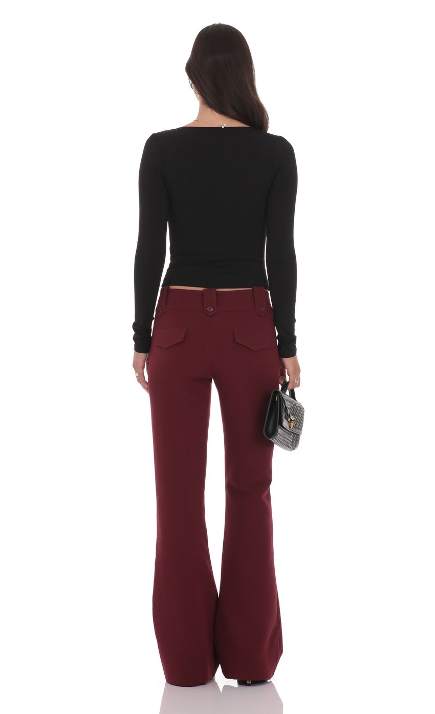 Product image for Low Rise Boot Cut Pants in Burgundy