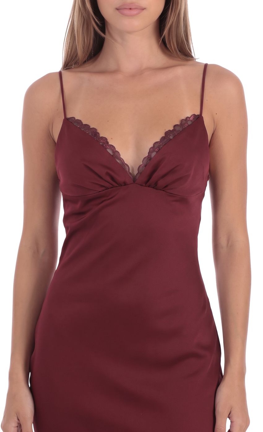 Product image for Lace Trim Maxi Dress in Burgundy