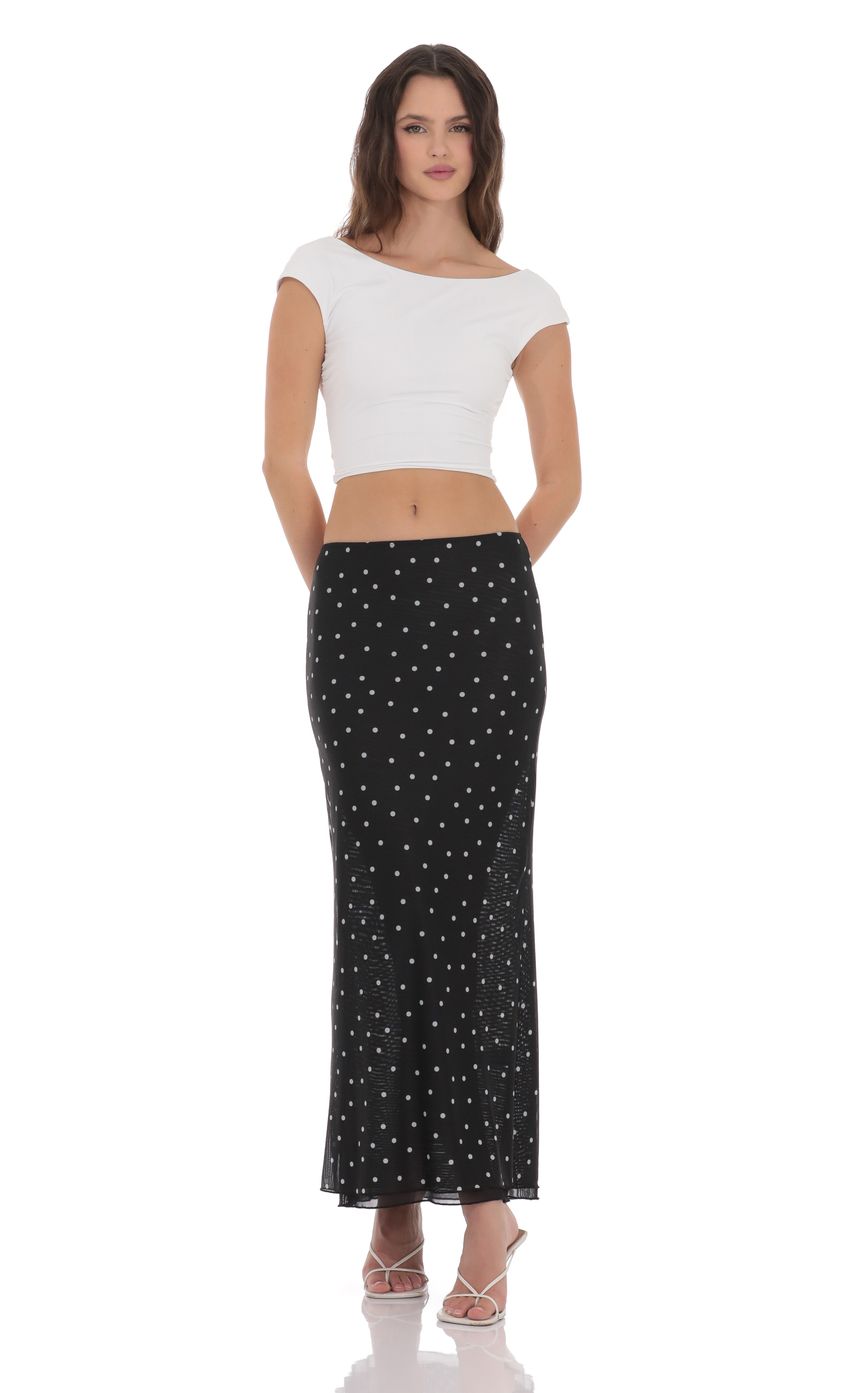 Product image for Mesh Polka Dot Skirt in Black