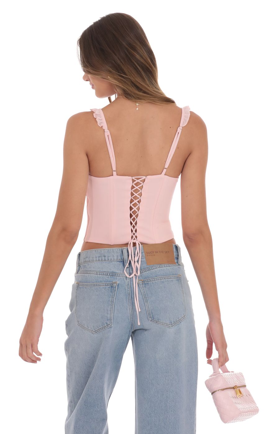 Product image for Ruffle Scoop Corset Top in Pink
