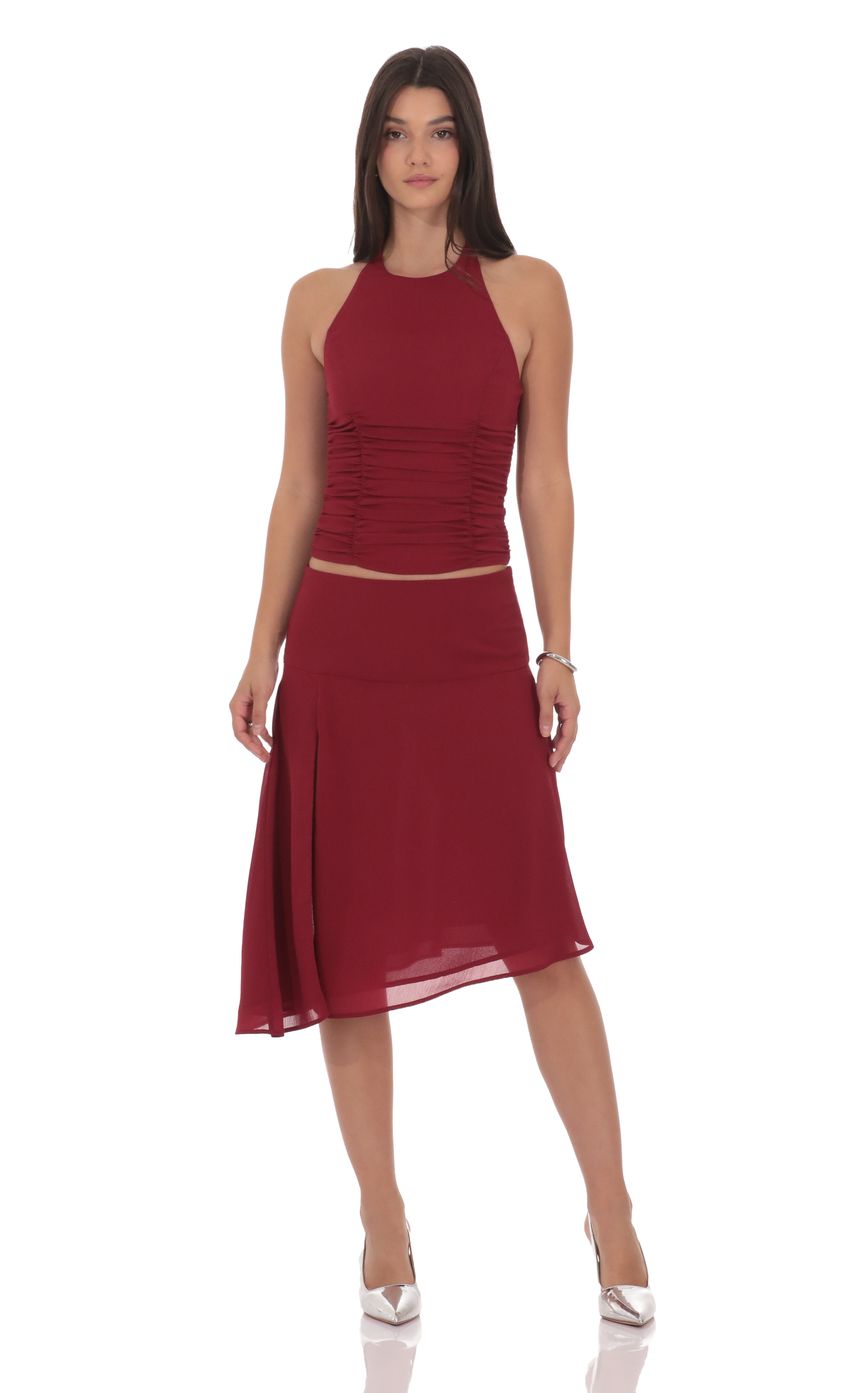 Product image for Ruched Halter Top in Maroon