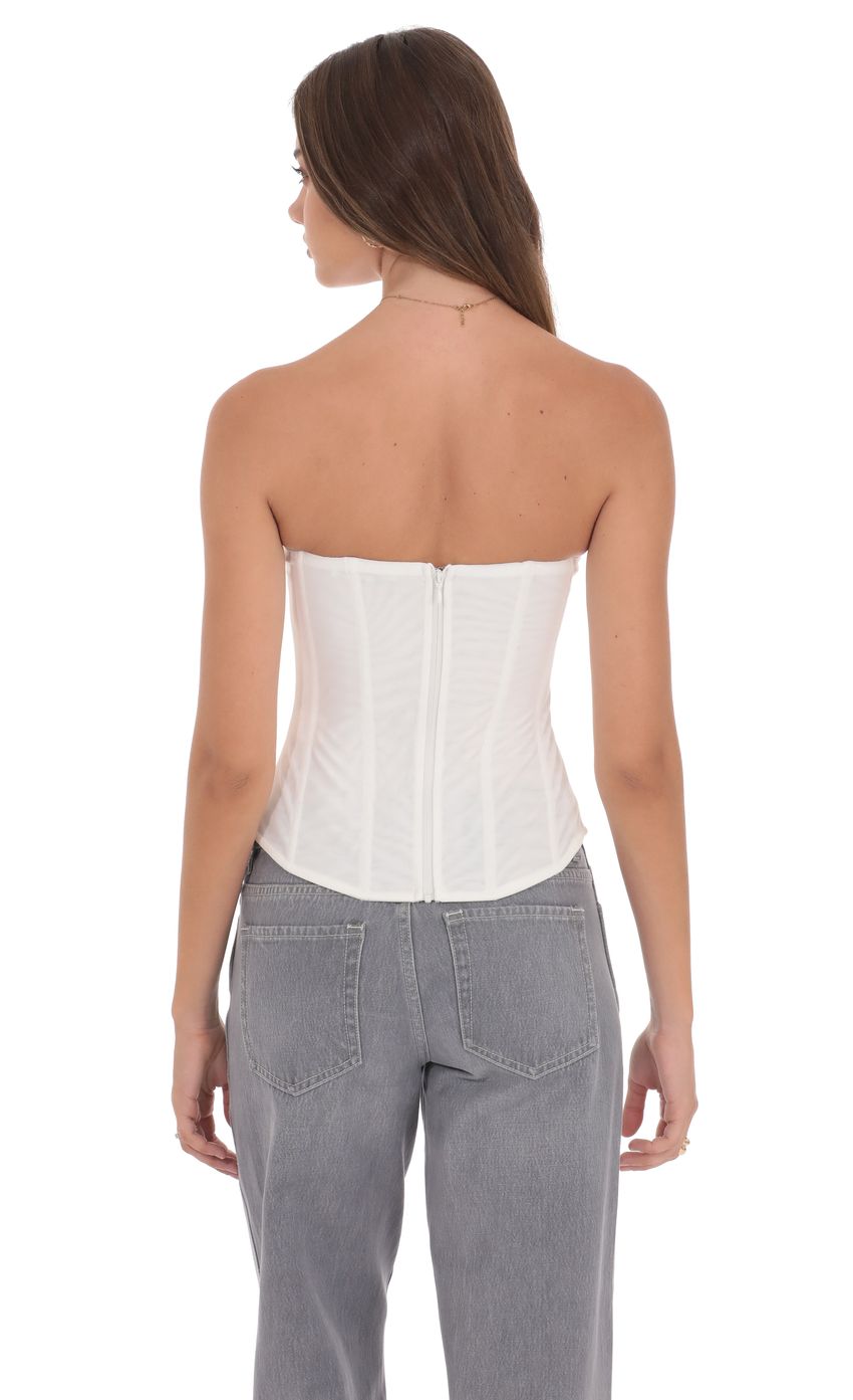 Product image for Sheer Mesh Strapless Corset Top in White
