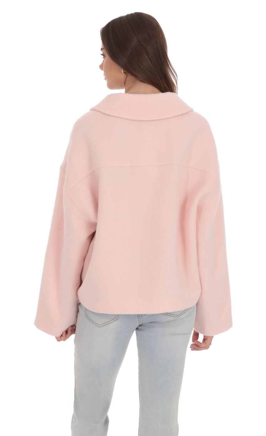 Product image for Fuzzy Zip-Up Jacket in Pink