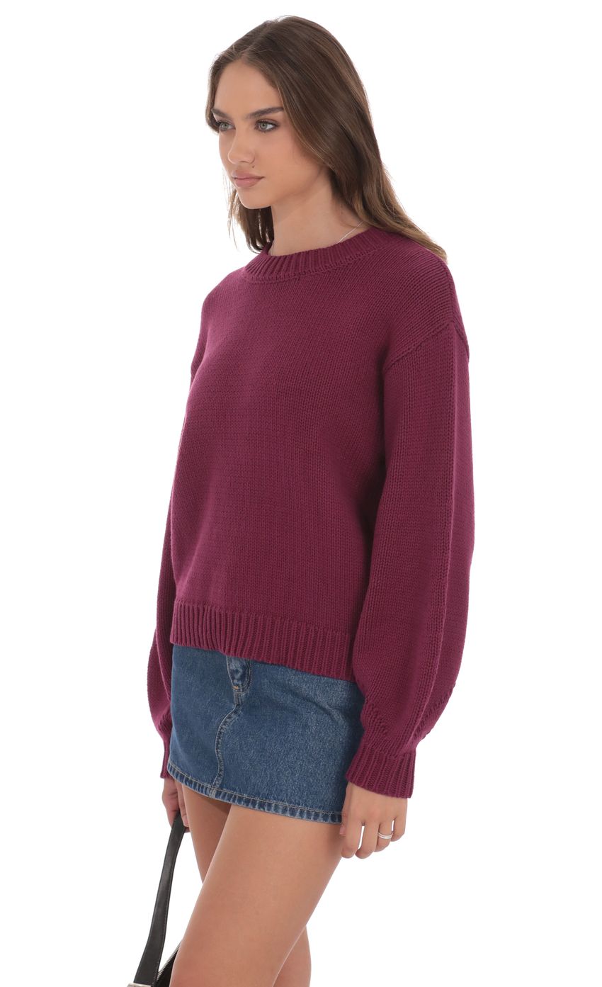 Изображение товара для Трикотажный джемпер с объемными рукавами сливовый