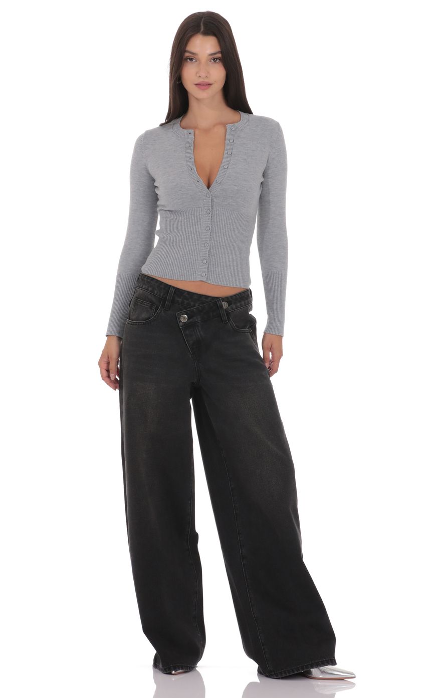 Product image for Cinched Knit Cardigan in Heather Grey