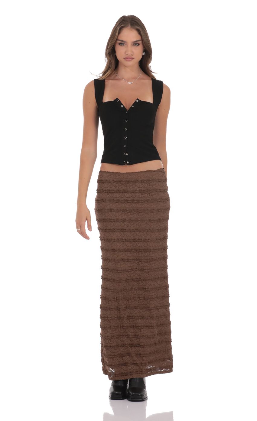 Product image for Ruffle Lace Maxi Skirt in Brown