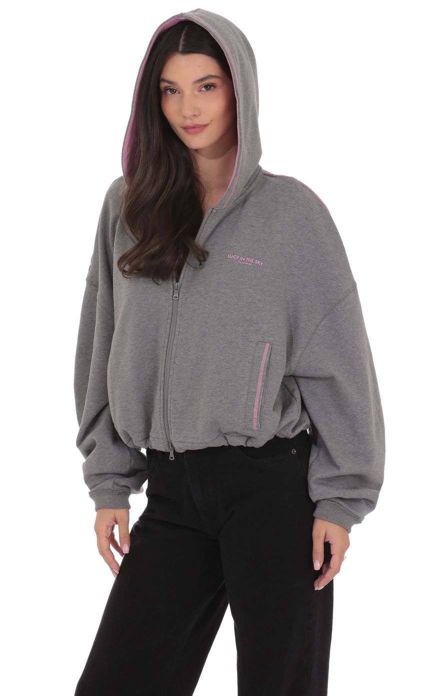 Product image for Two-Toned Cropped Hoodie in Grey