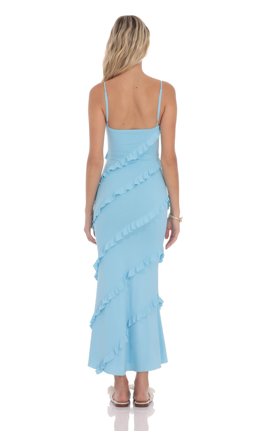 Picture Ruffle V-Neck Maxi Dress in Sky Blue. Source: https://media-img.lucyinthesky.com/data/product-media/850xAUTO/0aff5b54-41be-456c-9eb4-03c9feb624de.jpg
