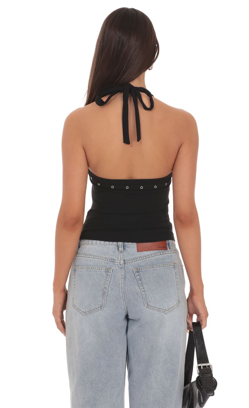 Product image for Deep V Neckline top with Buckle Accent