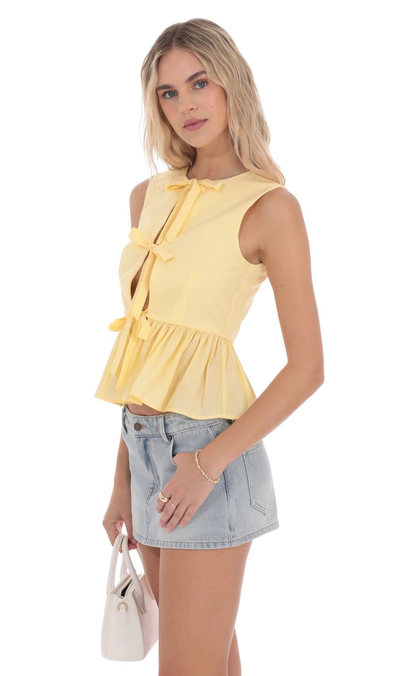 Product image for Pinstripe Peplum Vest in Yellow