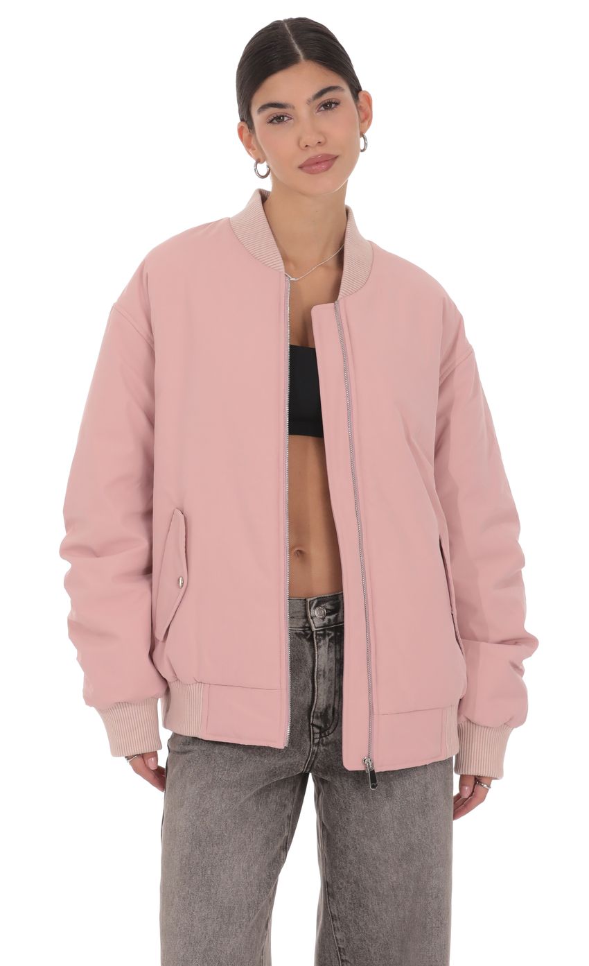 Product image for Oversized Bomber Jacket in Pink