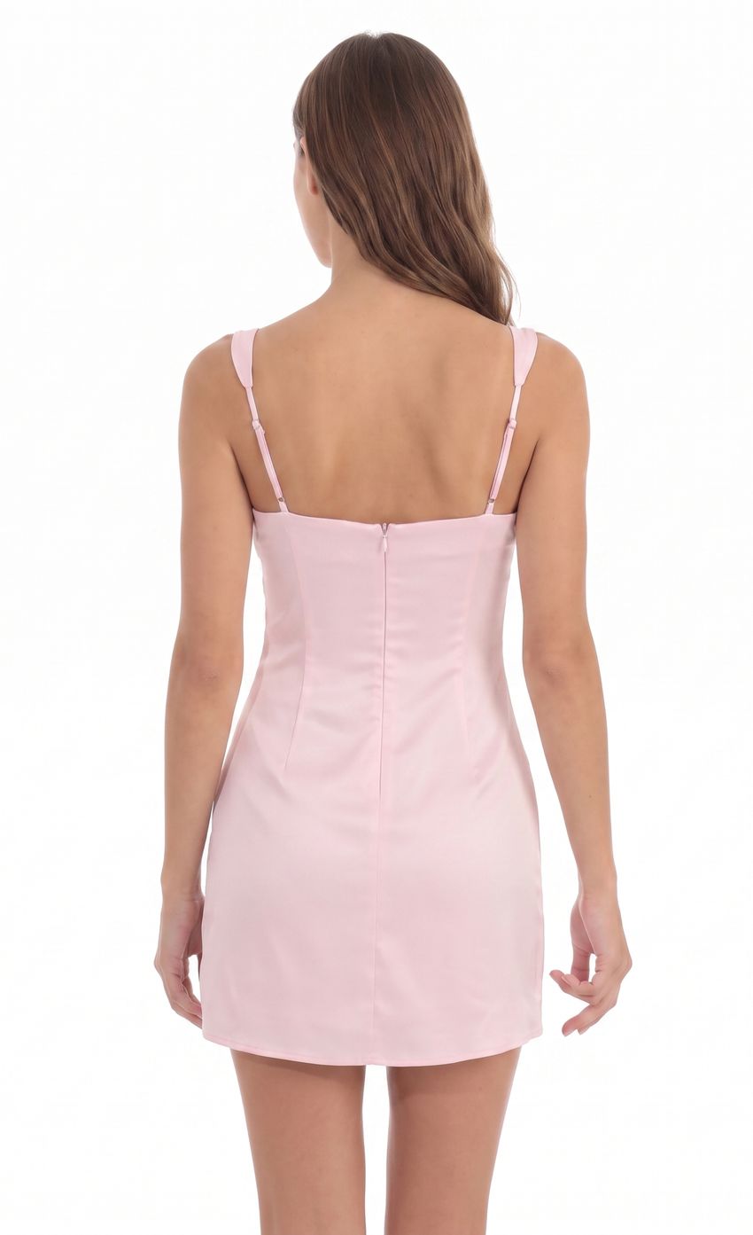 Product image for Satin Bodycon Dress in Baby Pink