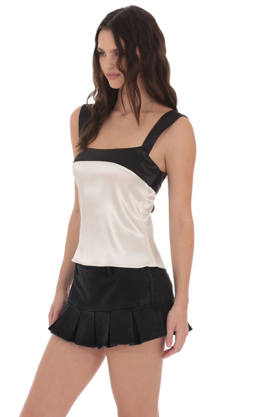 Product image for Two-Toned Satin Top in Ivory