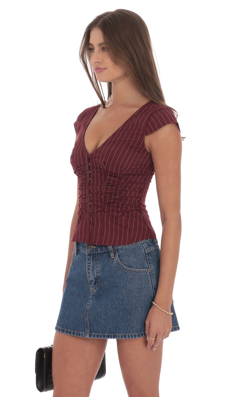 Product image for Striped Fitted Top in Maroon
