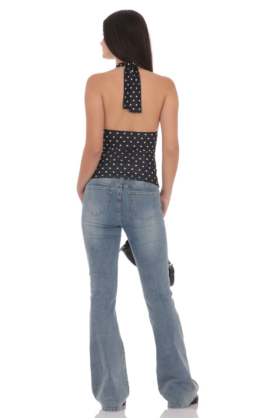 Product image for Polka Dot Cross Neck Halter Top in Black