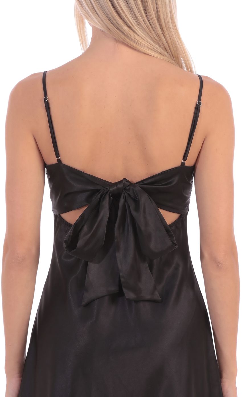 Product image for Satin Sweetheart Neck Dress in Black