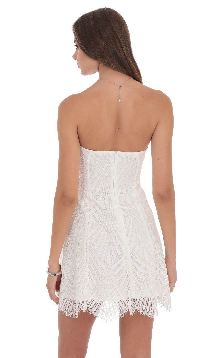 Product image for Strapless Lace Hem Dress in White