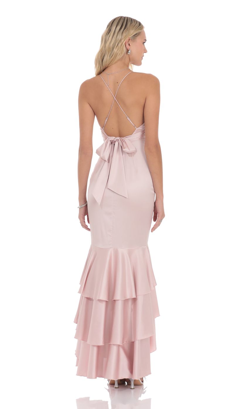 Picture Satin Ruffle Fishtail Maxi Dress in Pink. Source: https://media-img.lucyinthesky.com/data/product-media/850xAUTO/0f36be2d-f113-4b16-a902-f5ec7c0c5826.jpg