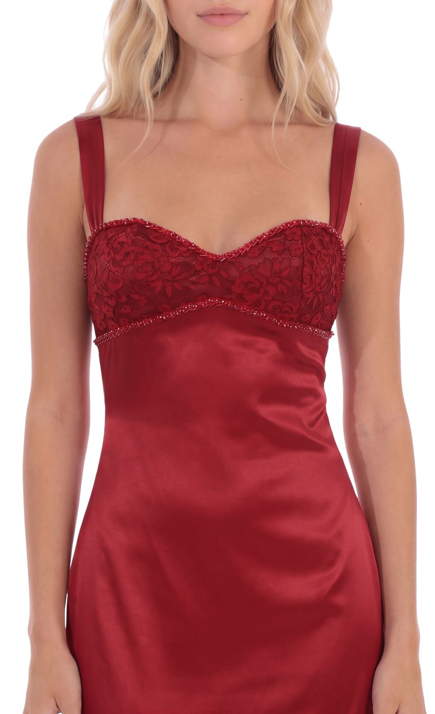 Product image for Beaded Sweetheart Maxi Dress in Red