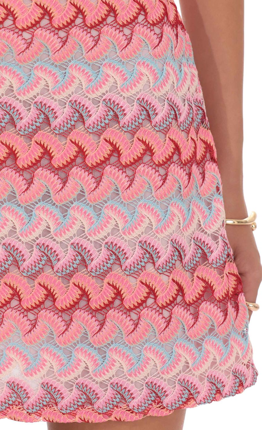 Product image for Scalloped Pattern Lace Mini Dress in Pink