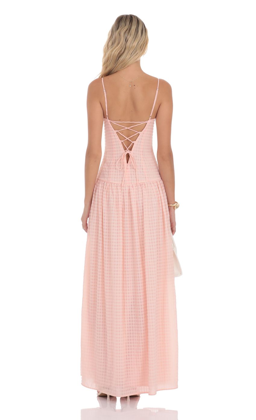 Picture Plaid Drop Waist Maxi Dress in Pink. Source: https://media-img.lucyinthesky.com/data/product-media/850xAUTO/10211c7e-971e-4f47-a5af-766bec979558.jpg
