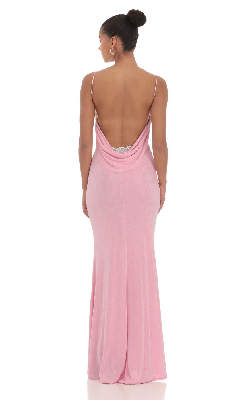 Product image for Lace Open Back Maxi Dress in Pink