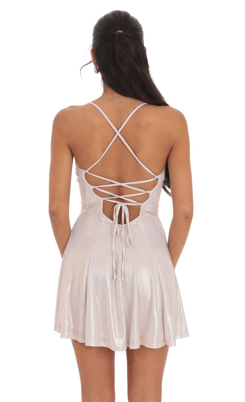 Product image for Metallic Draped A-Line Dress in Rose Gold