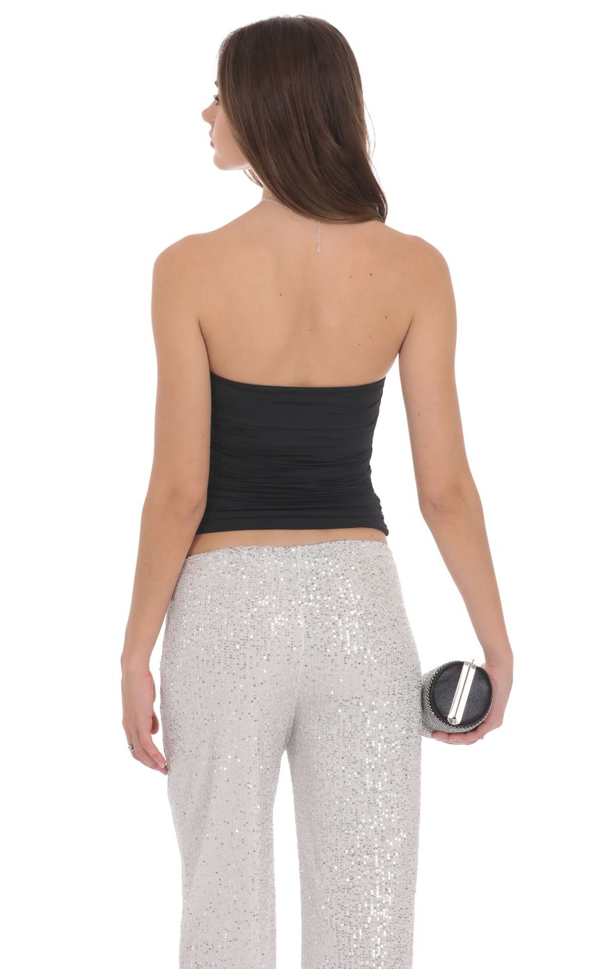 Product image for V-Strapless Ruched Top in Black