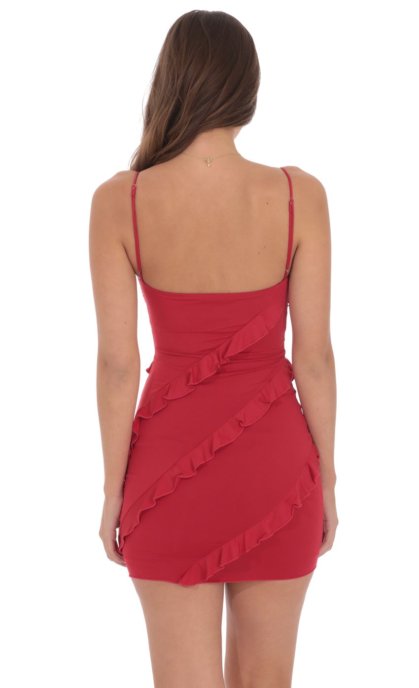 Product image for Ruffle V-Neck Dress in Red