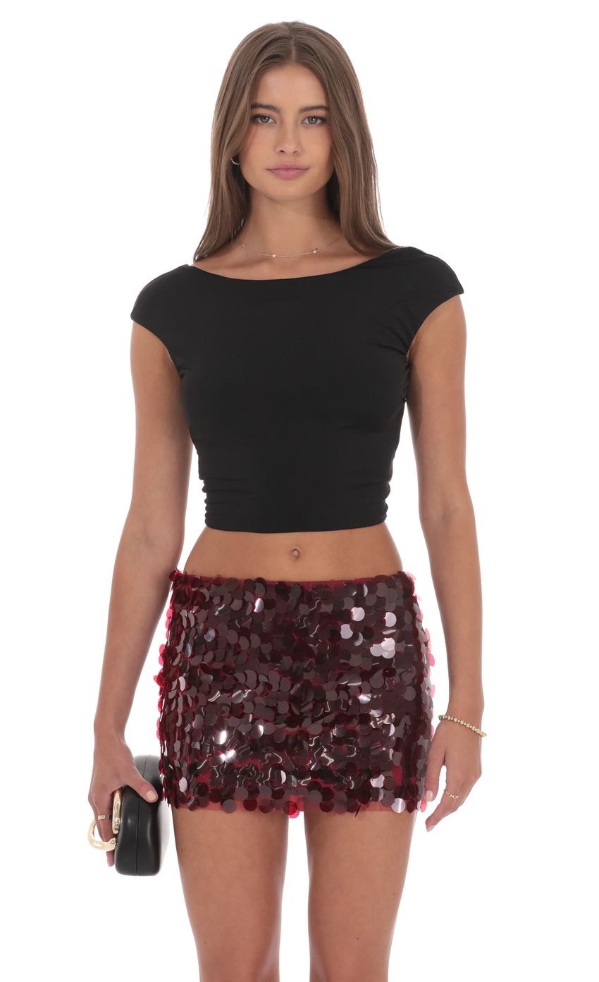 Product image for Circle Sequin Skirt in Maroon