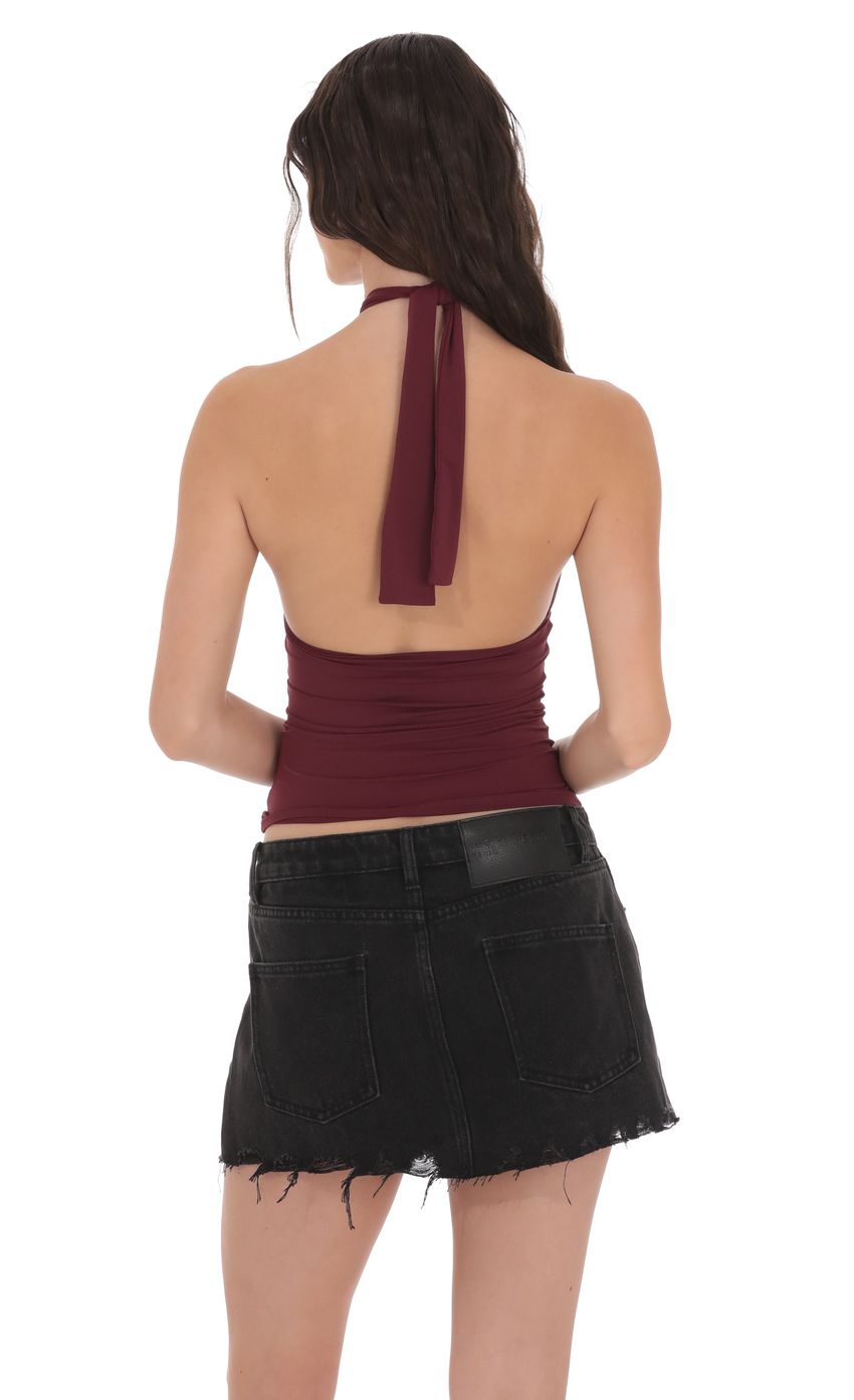 Product image for Cross Neck Halter Top in Burgundy