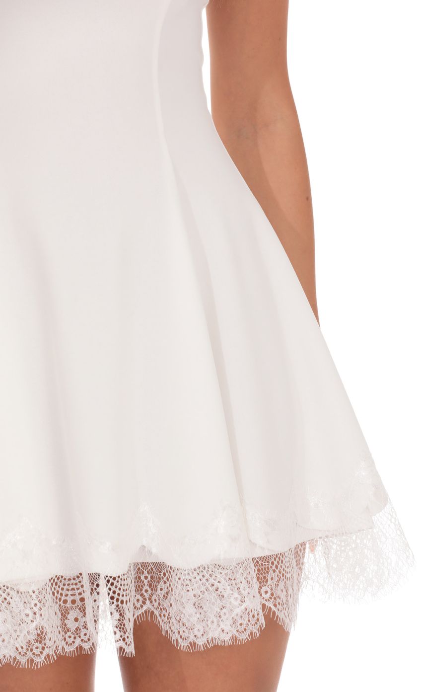 Product image for Strapless Mini Dress with Lace-trim Hem