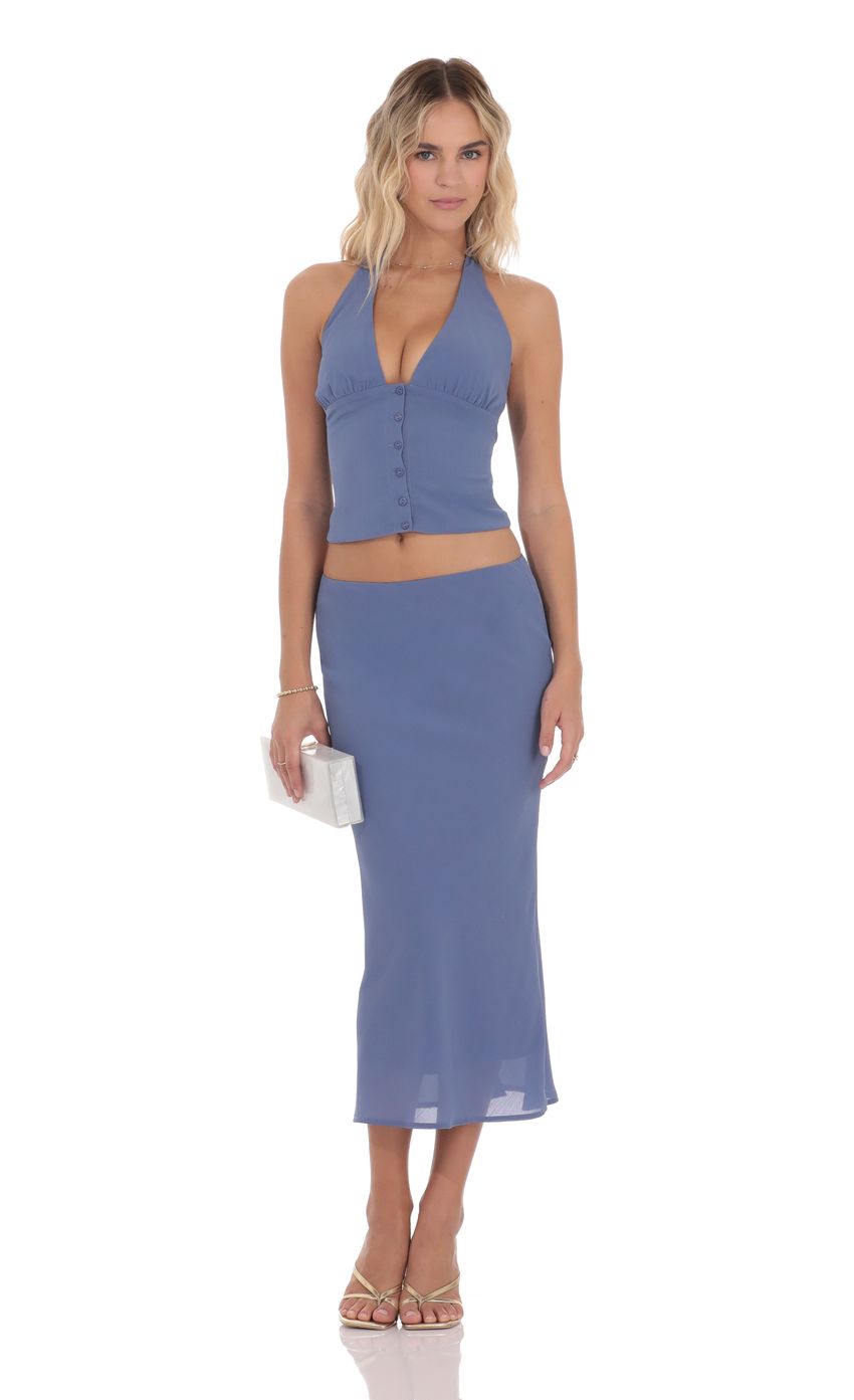 Product image for Chiffon Midi Skirt in Powder Blue