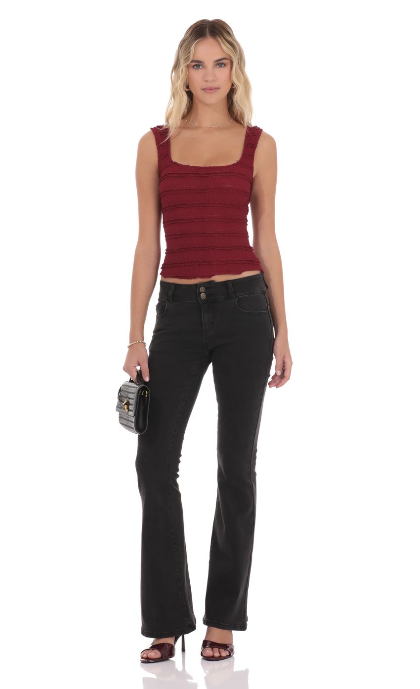 Product image for Ruffle Lace Tank Top in Burgundy