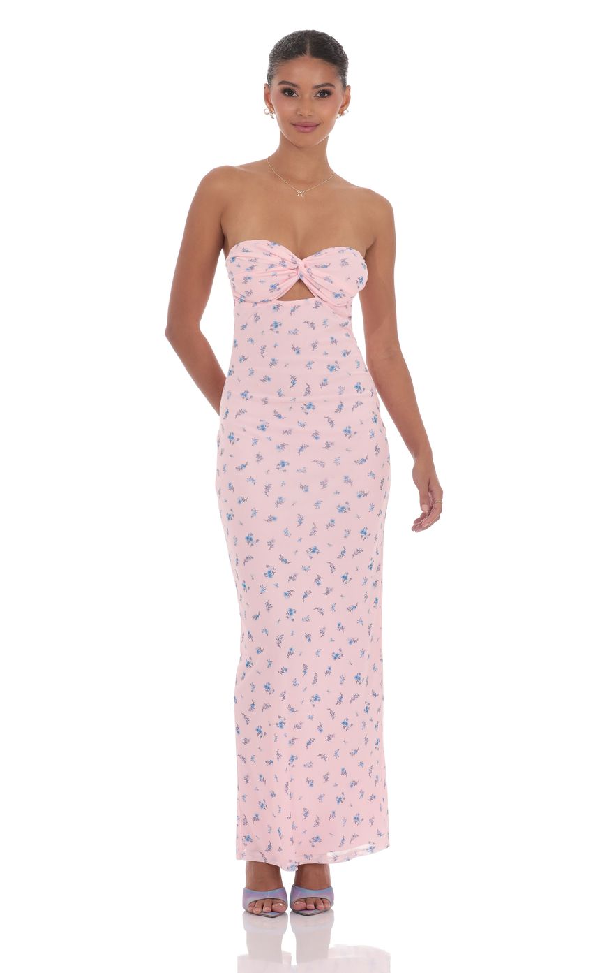 Picture Mesh Floral Strapless Cutout Maxi Dress in Pink. Source: https://media-img.lucyinthesky.com/data/product-media/850xAUTO/17d90eae-1cc6-418b-81aa-b5e51aa81a6e.jpg