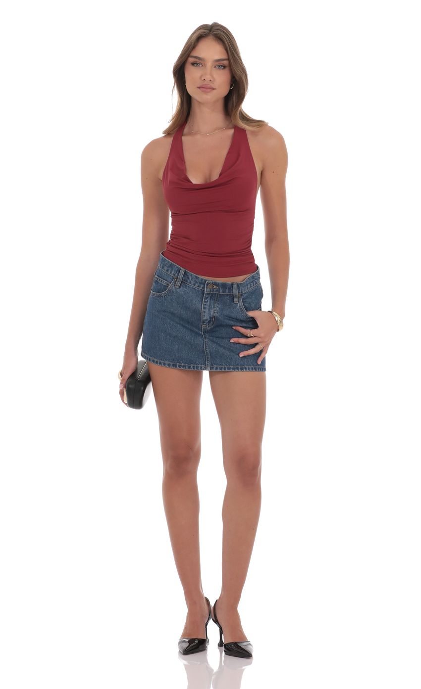 Product image for Cowl Neck Halter Top in Maroon