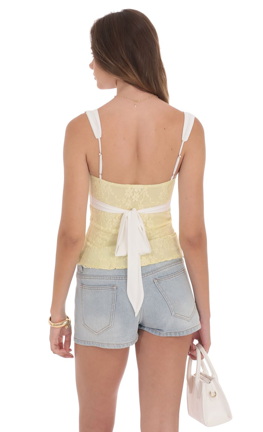 Product image for Two-Toned Lace Top in Yellow