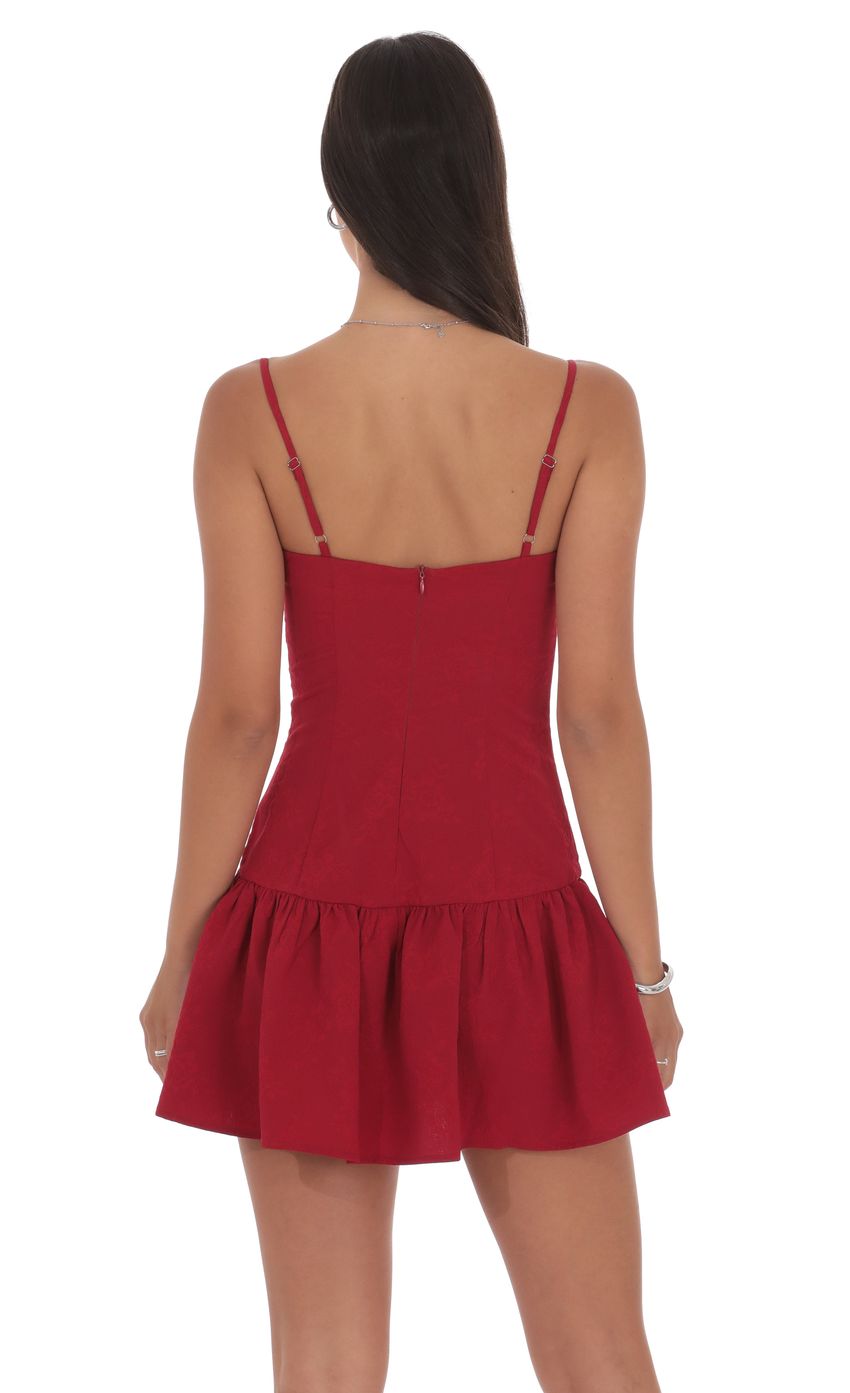 Product image for Jacquard Double Bow Drop Waist Dress in Red