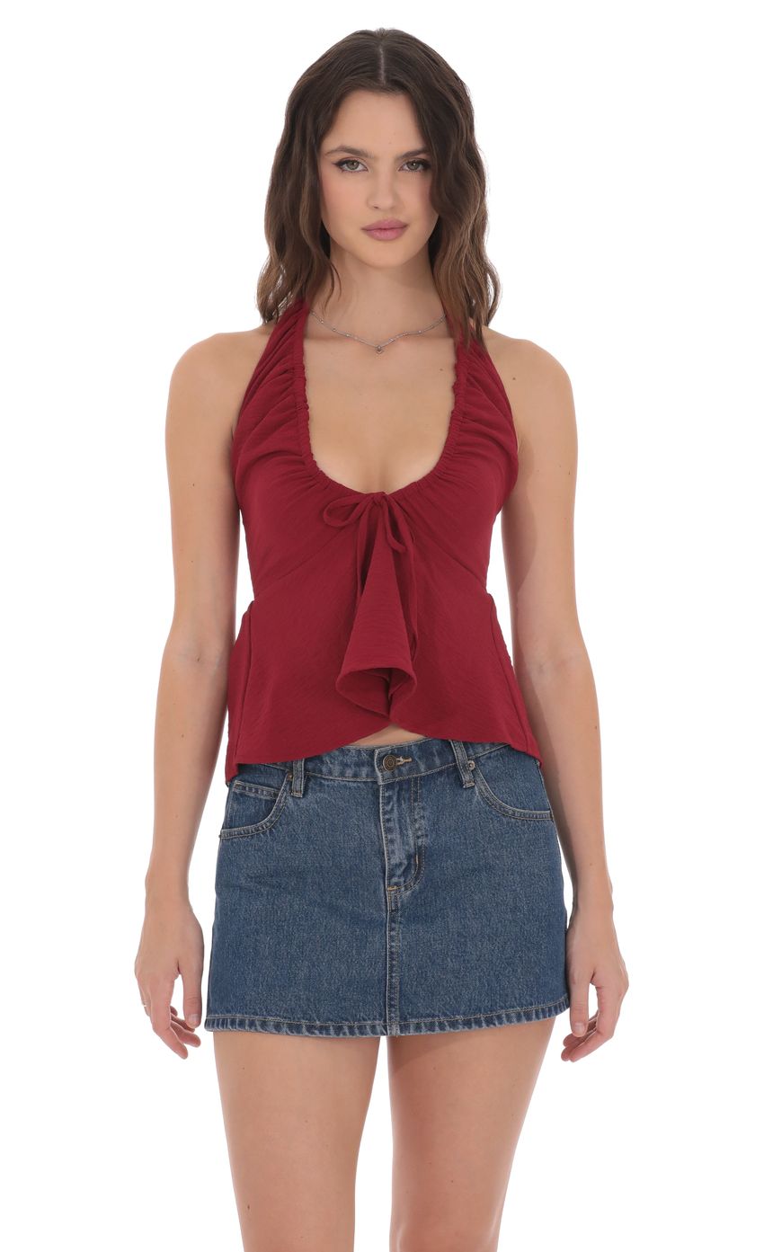 Product image for Scrunch Halter Top in Red