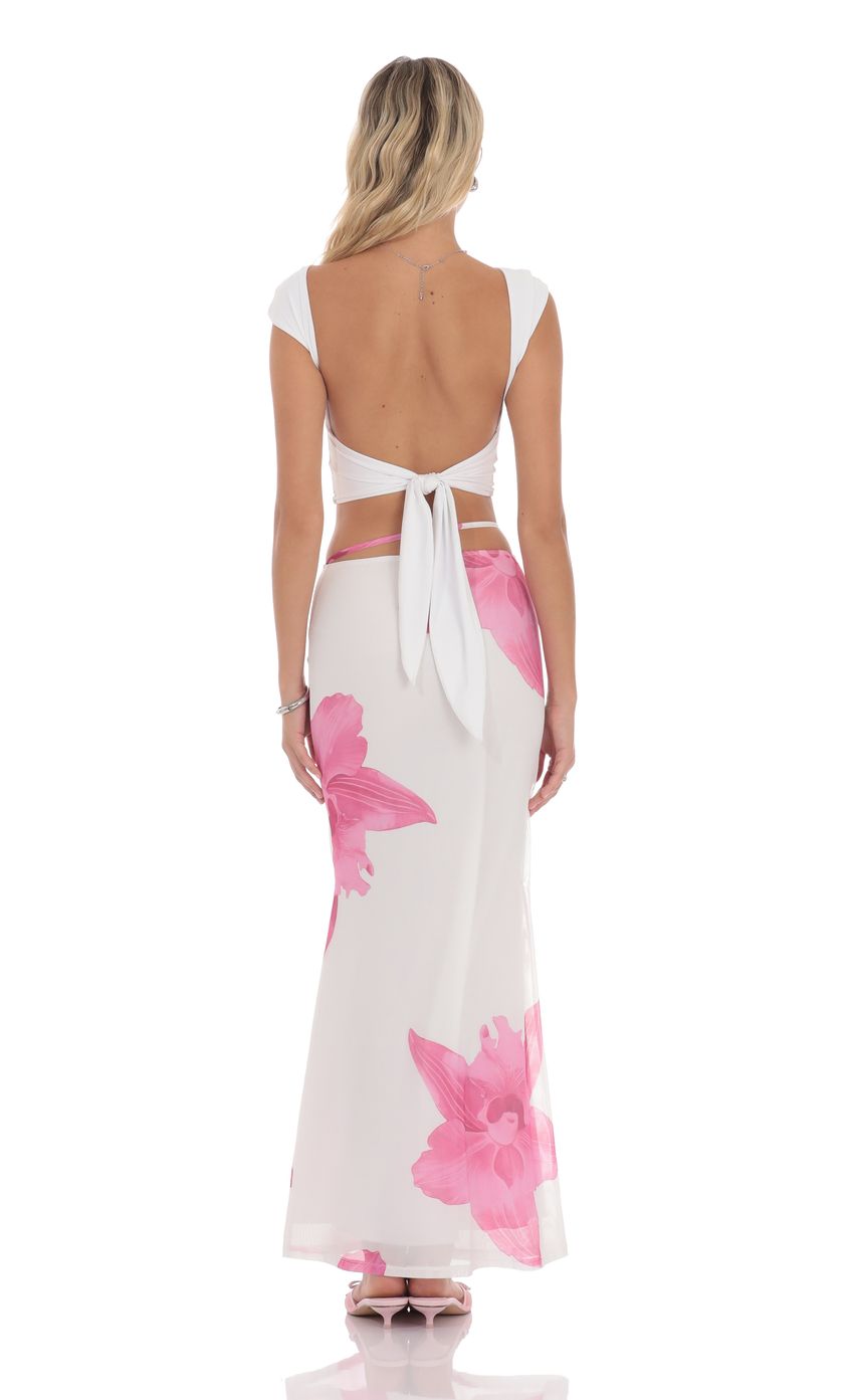 Product image for Mesh Floral Maxi Skirt in White