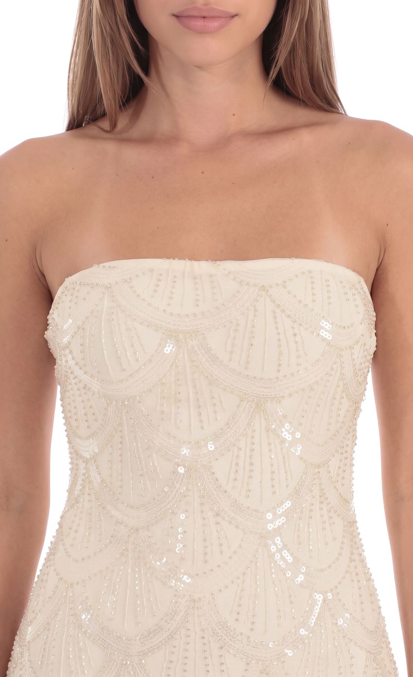 Product image for Sequin Scallop Mini Dress in Cream