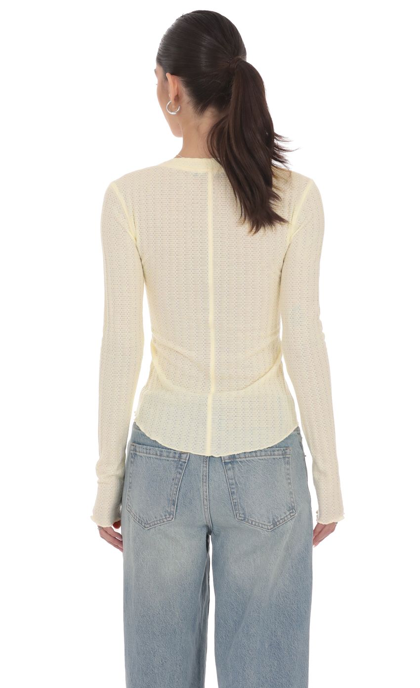 Product image for Textured Ribbed Button Top in Pastel Yellow